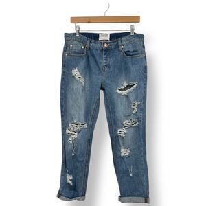 One x One Teaspoon for Free People Cuffed Ankle Distressed Jeans Women's 30